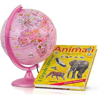 Immagine di Mappamondo 25cm Pink Zoo + Libro Animali