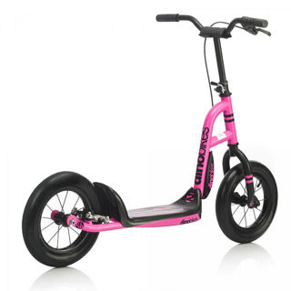 Immagine di Monopattino Per Bambina 12" Con Freno Rosa Fluo Con Freno E Gomme Pneumatiche
