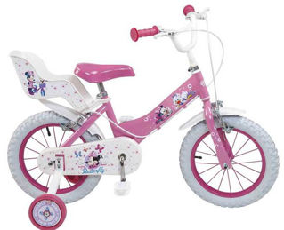 Immagine di Bicicletta Minnie Mouse 14" Età 4/7 Anni Con Rotelle Cestino-3