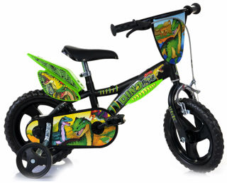 Immagine di Bicicletta Per Bambino 12" Eva 1 Freno Dinosaur Nero E Verde