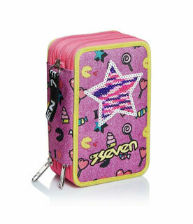 Immagine di Astuccio Scuola 3 Cerniere-seven-starry Rainbow Rosa