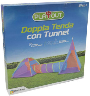 Immagine di Doppia Tenda Con Tunnel Per Esterni E Interni Di Giocheria