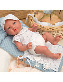 Immagine di Arias Bambola Reborn Claudia 38 Cm. Copertina Fasciatoio Celeste