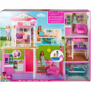 Immagine di Barbie Casa Delle Bambole Villa Con 3 Bambole Ed Accessori Glh56